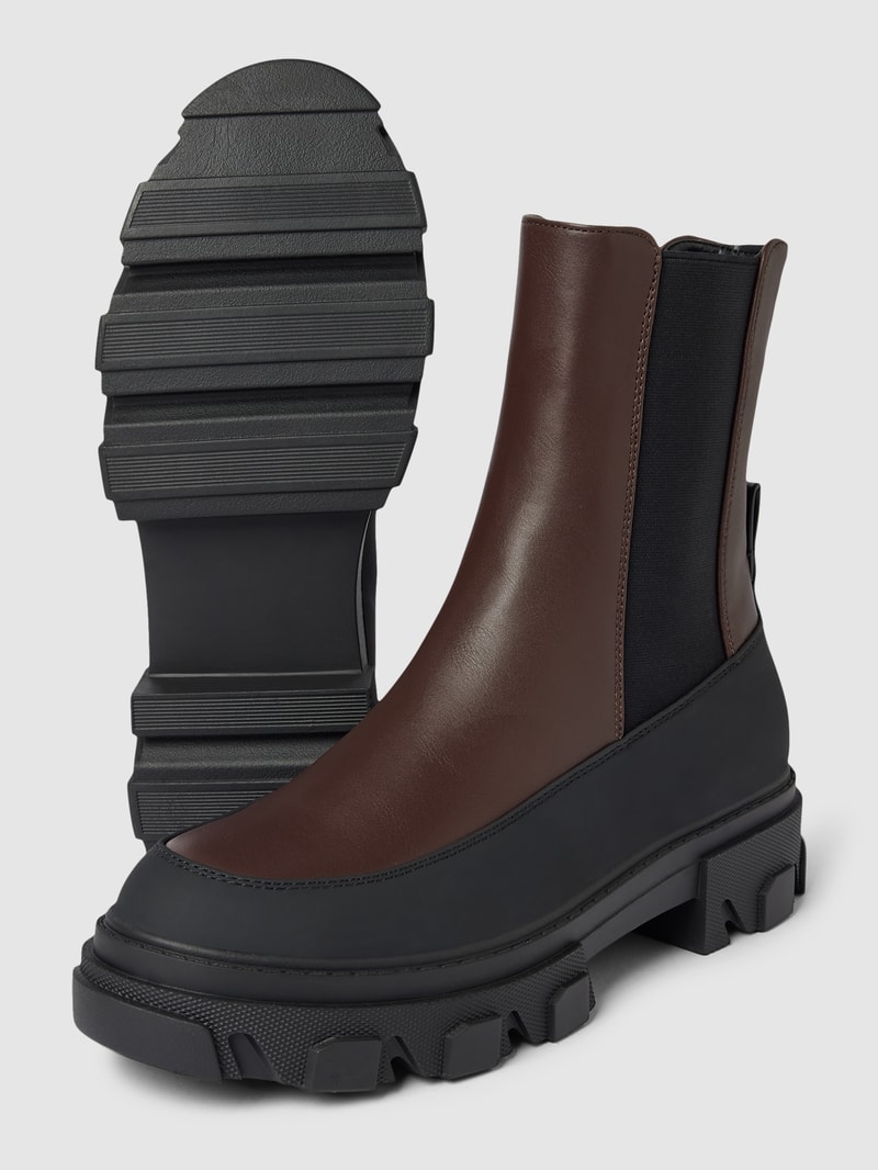 Chelsea Boots mit Kontrastbesatz Modell 'CHUNKY' in haselnuss braun