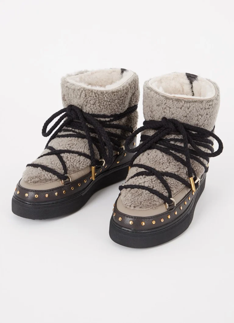Inuikii Curly Rock sheepskin snow boot with leather details