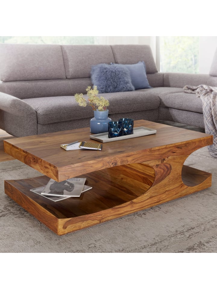 KADIMA DESIGN Couchtisch BOHA Massiv-Holz 118 cm breit Wohnzimmer-Tisch in Massivholz günstig kaufen onesize