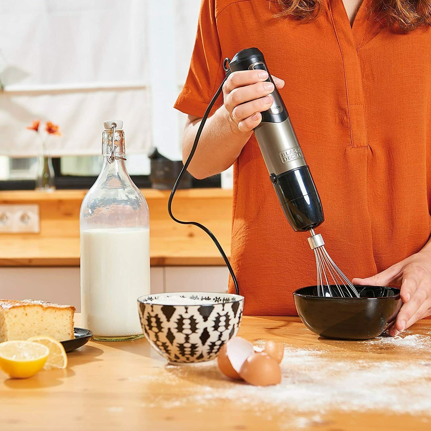 Black & Decker Stabmixer BXHBA 1000 W Stabmixer Edelstahl/Schwarz, 1000 W, 20 variabel Leistungsstufen + Turbotaste für maximale Leistung.