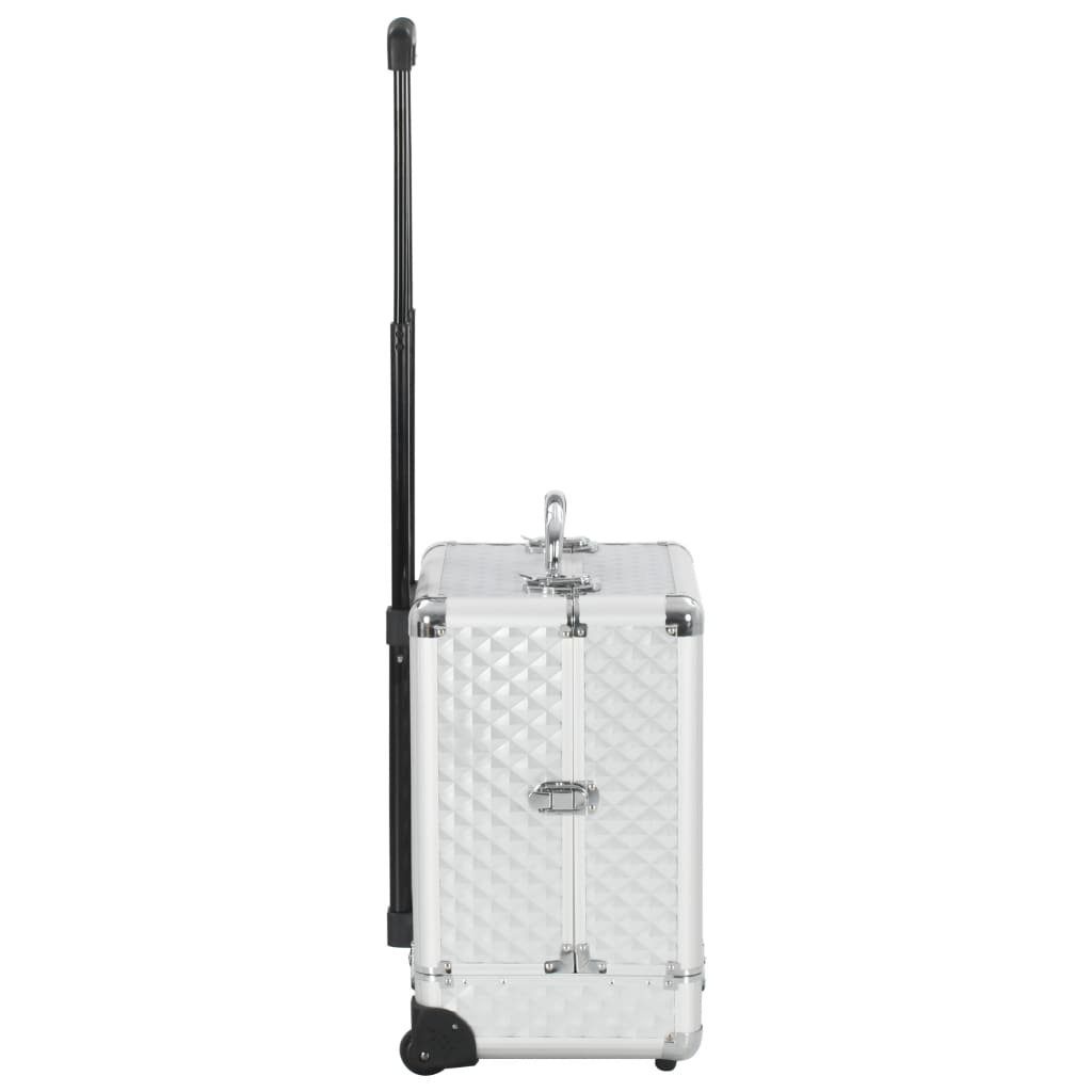 vidaXL Kosmetik-Koffer Kosmetik-Trolley 35×29×45 cm Silbern Aluminium