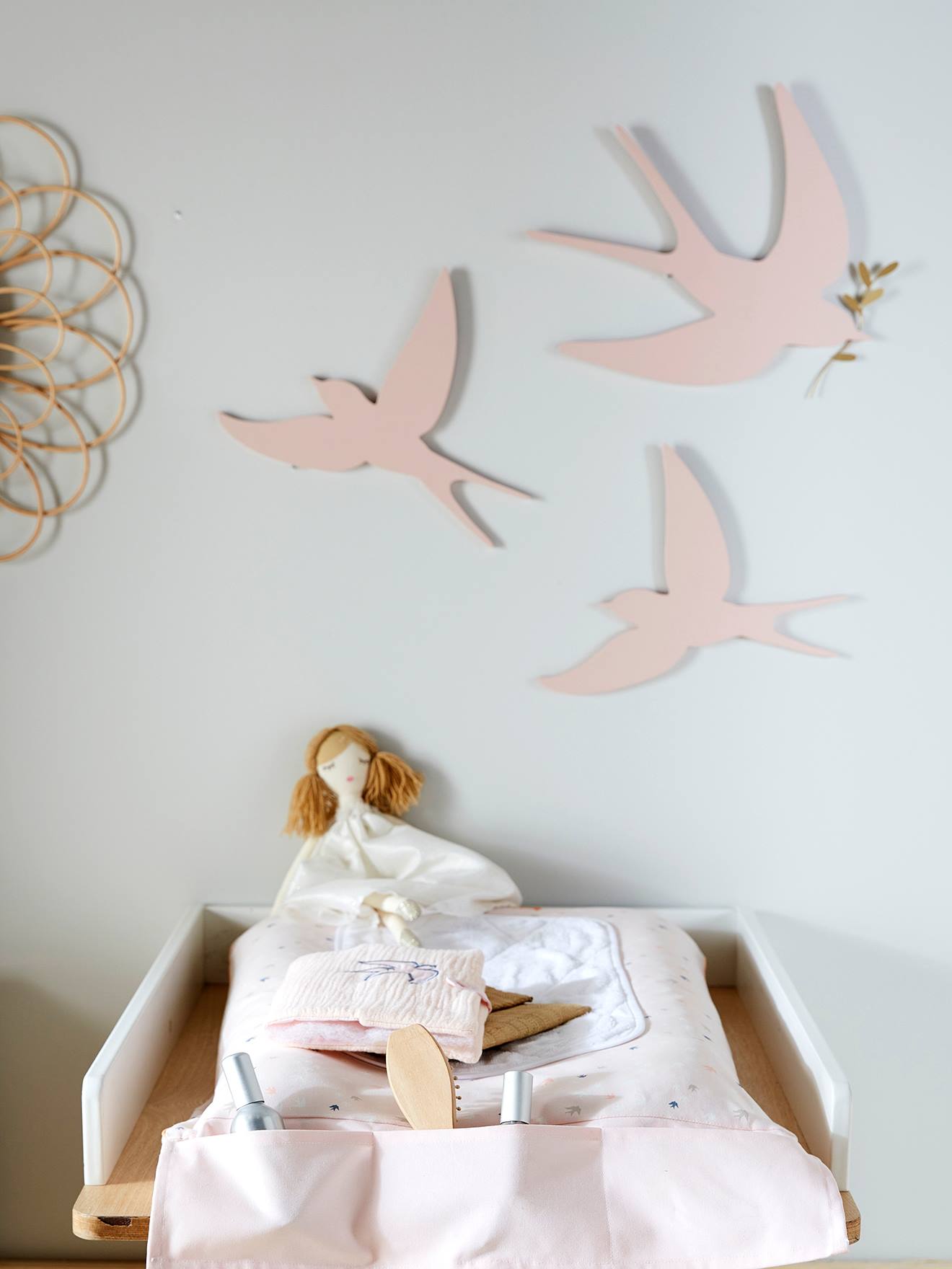 Vertbaudet 3er-Set Kinderzimmer Deko-Schwalben - gold