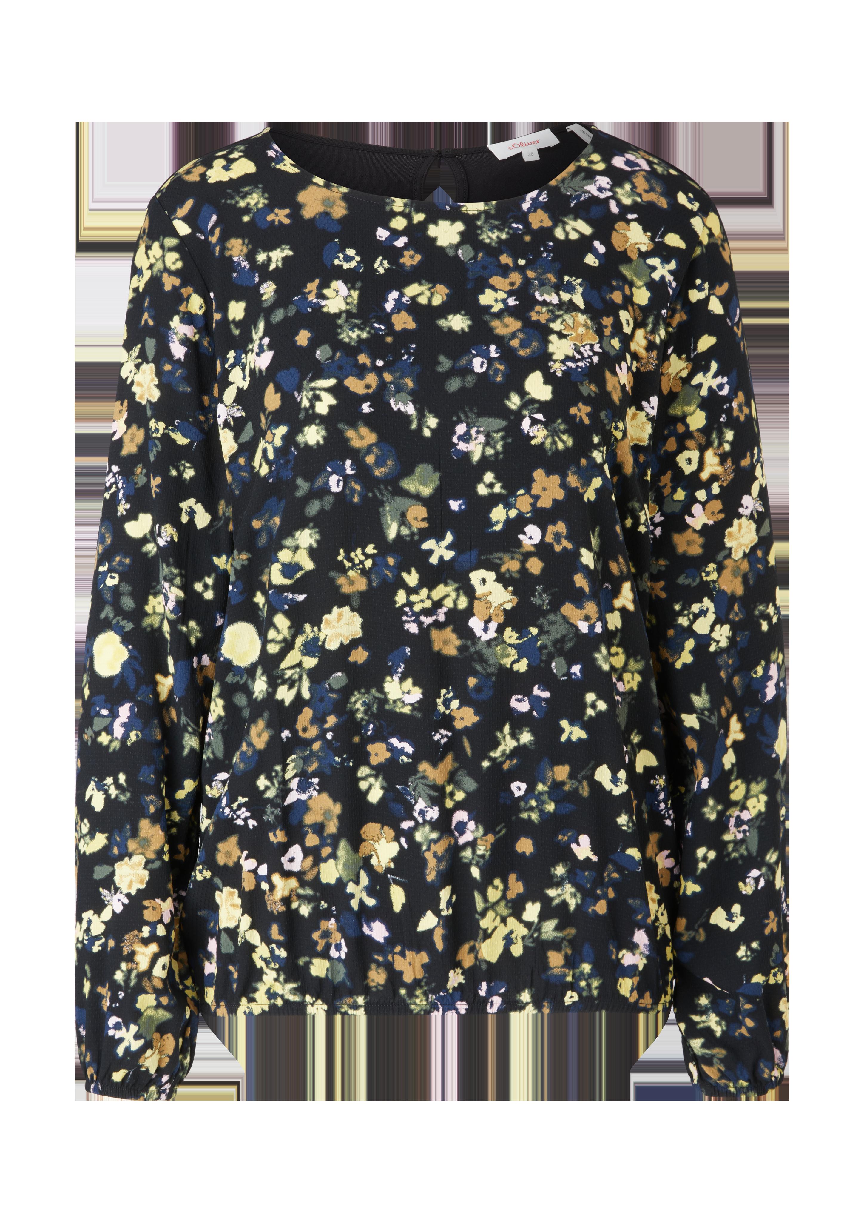 Blusenshirt im Materialmix mit Print  2122526-99A0