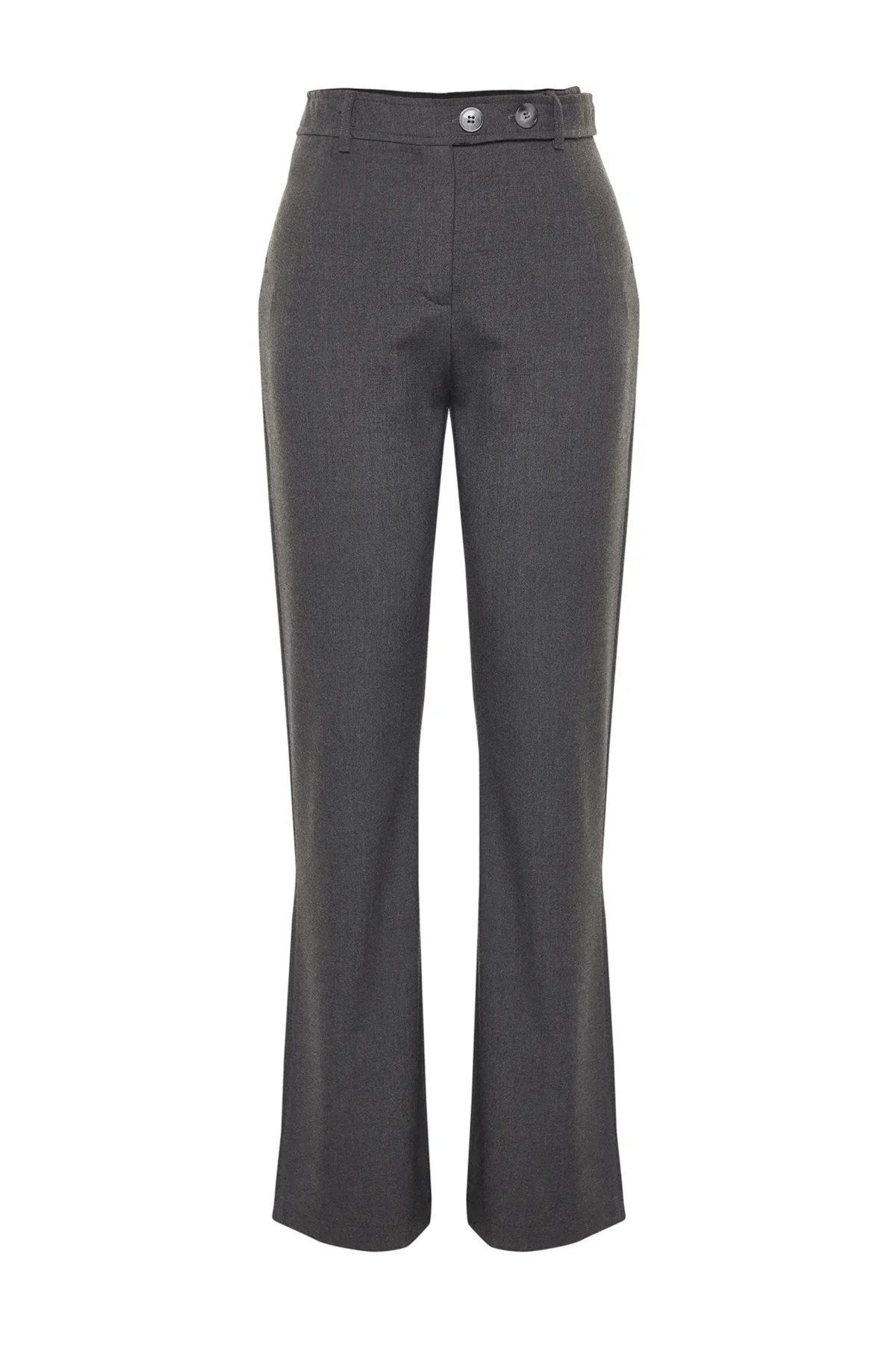 Trendyol Collection  Anthrazitfarbene, gerade geschnittene Hose mit gewebtem Gürtel und detaillierten Details TWOAW24PL00236