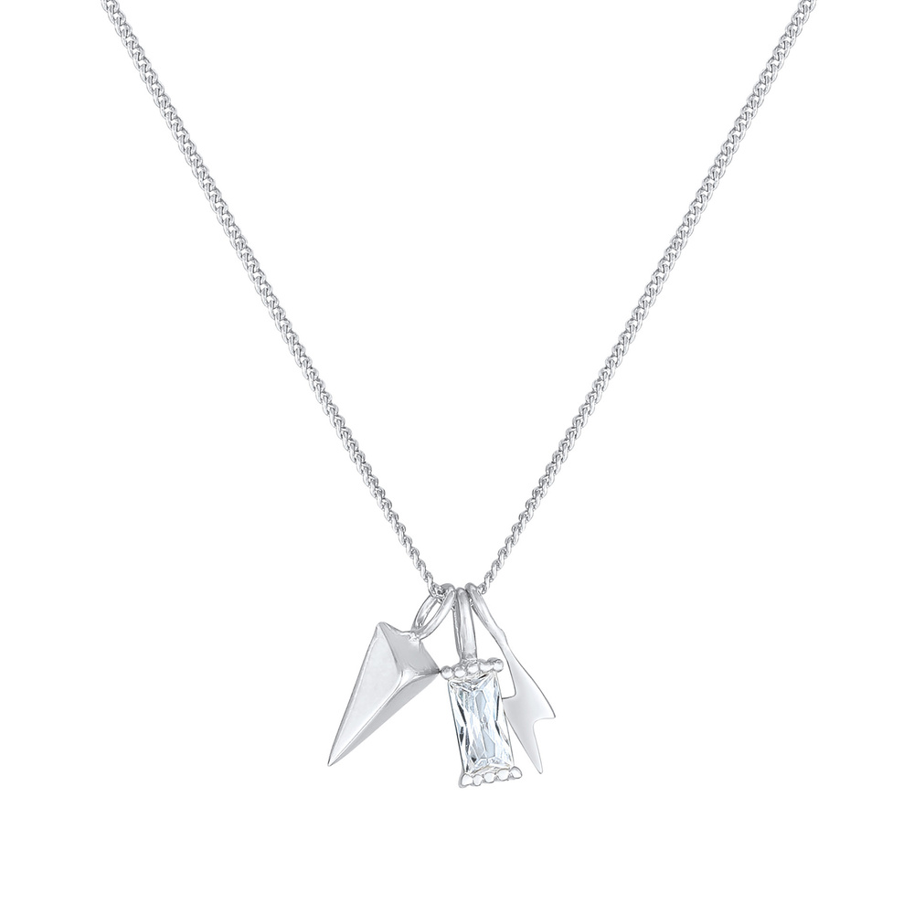 Elli Elli Collier Pendentif femme rectangle flèche de foudre avec cristaux de zircone  collier