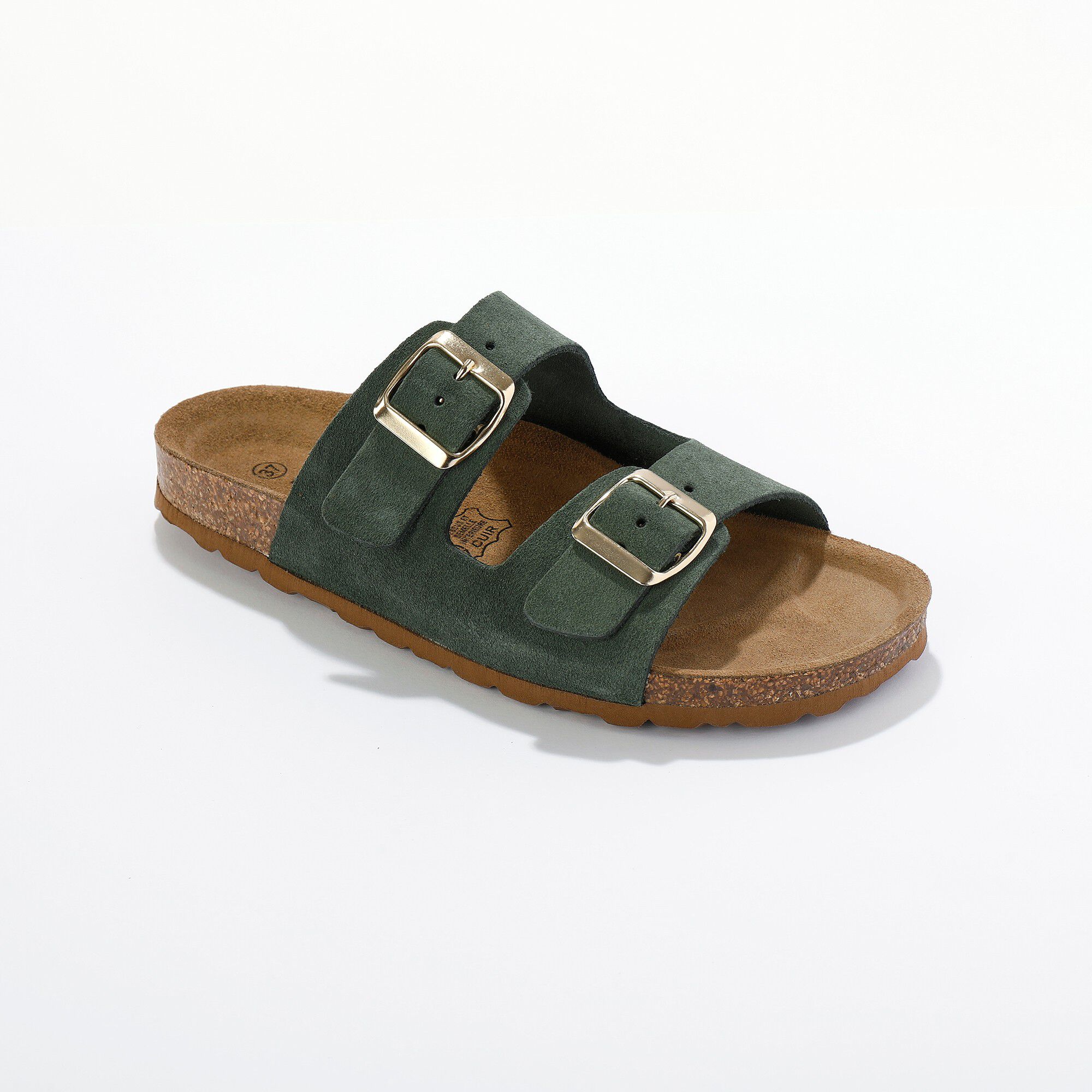Mules croûte de cuir 2 boucles réglables