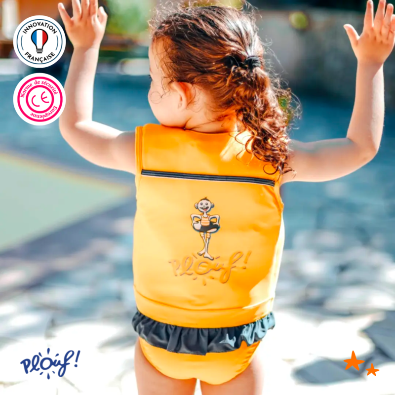 Maillot de bain flottant : Sportif jaune