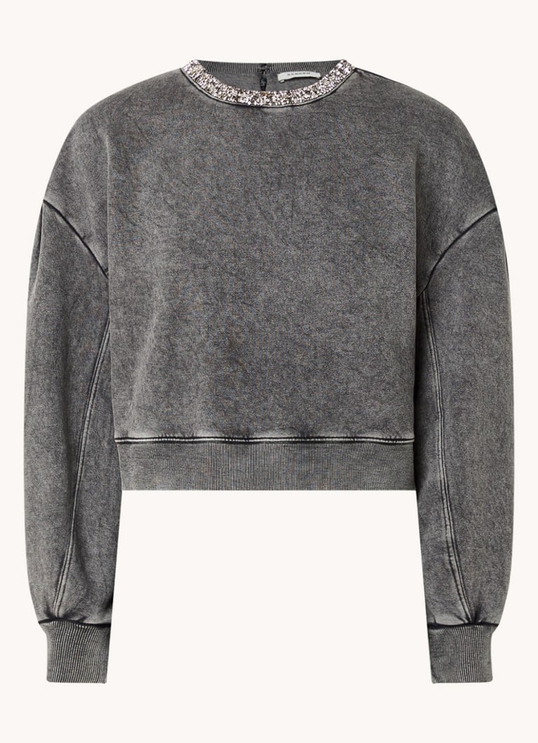 Maglione corto Sandro con motivo mélange e strass