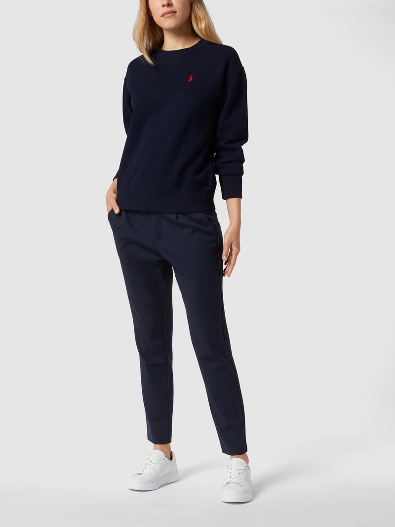 Sweatshirt mit Label-Stitching in dunkelblau