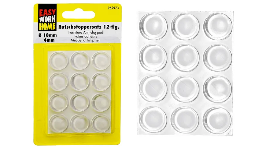EASY WORK Rutschstopper Set 12teilig transparent