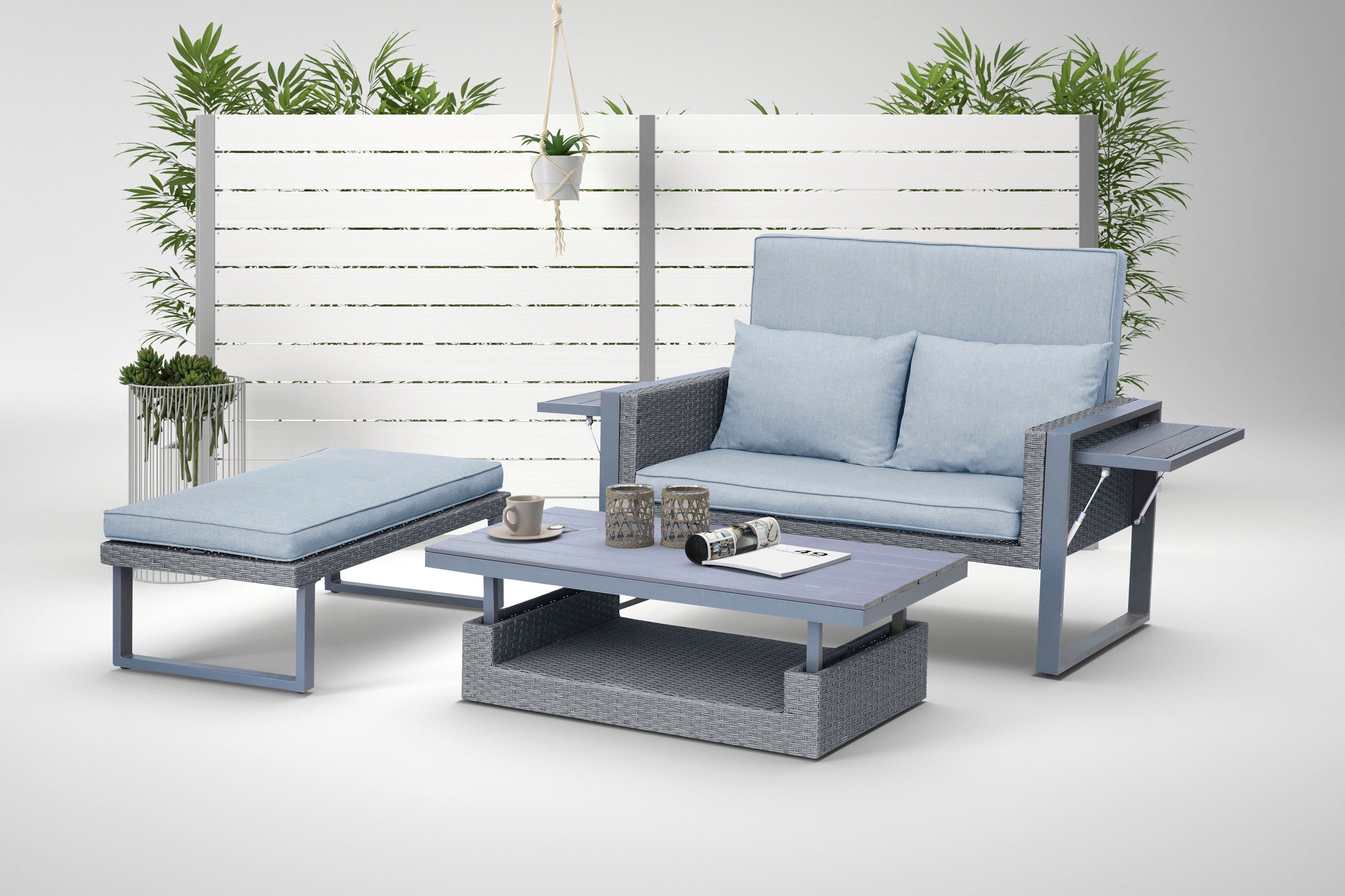 KONIFERA Gartenlounge-Set Cremona, (Set, 8-tlg), höhenverstellbarer Tisch
