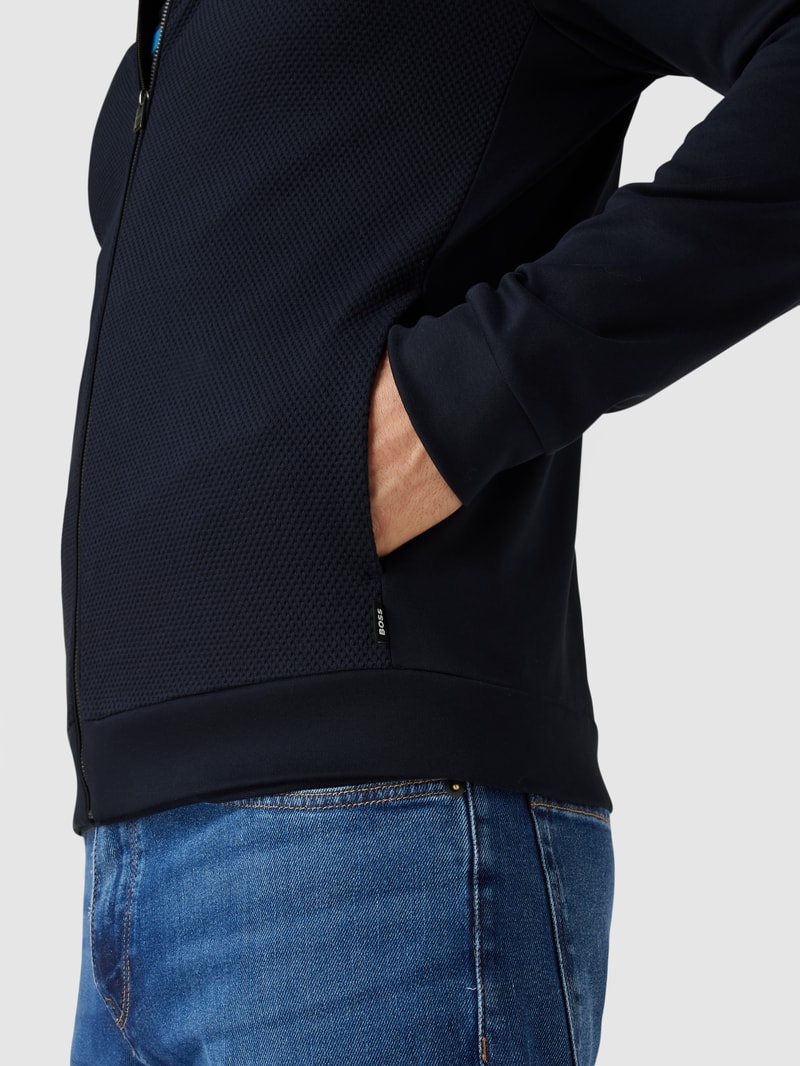 Sweatjacke mit Strukturmuster in dunkelblau