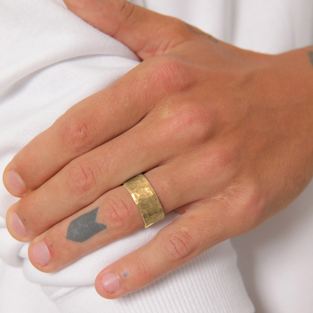 KUZZOI KUZZOI Bague Bague pour homme en argent sterling 925, martelée et massive. Bague