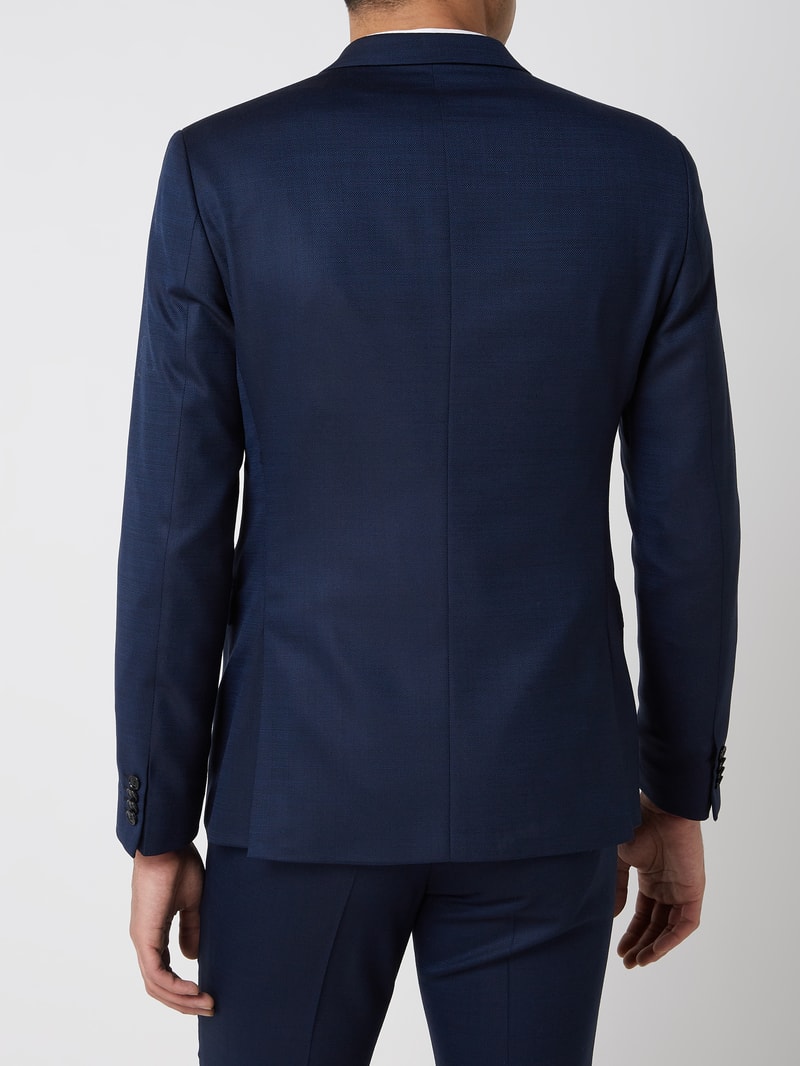 Slim Fit 2-Knopf-Sakko aus Woll-Elasthan-Mix Modell 'Jil' in blau