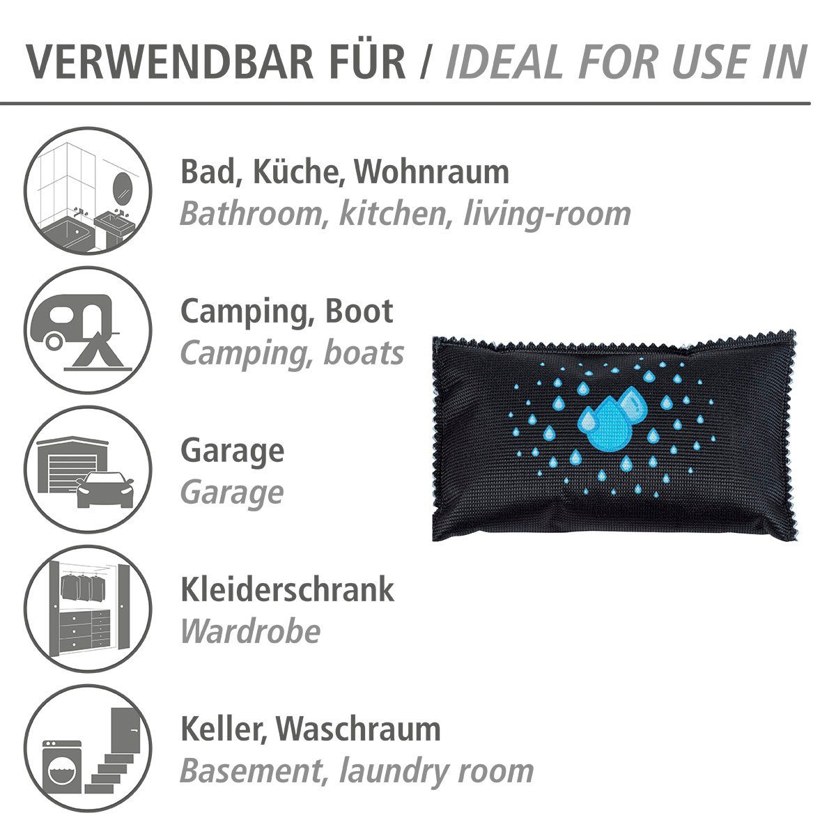 WENKO Luftentfeuchter Auto-Entfeuchter, für 20 m³ Räume, mit Indikator, 2 Stk.