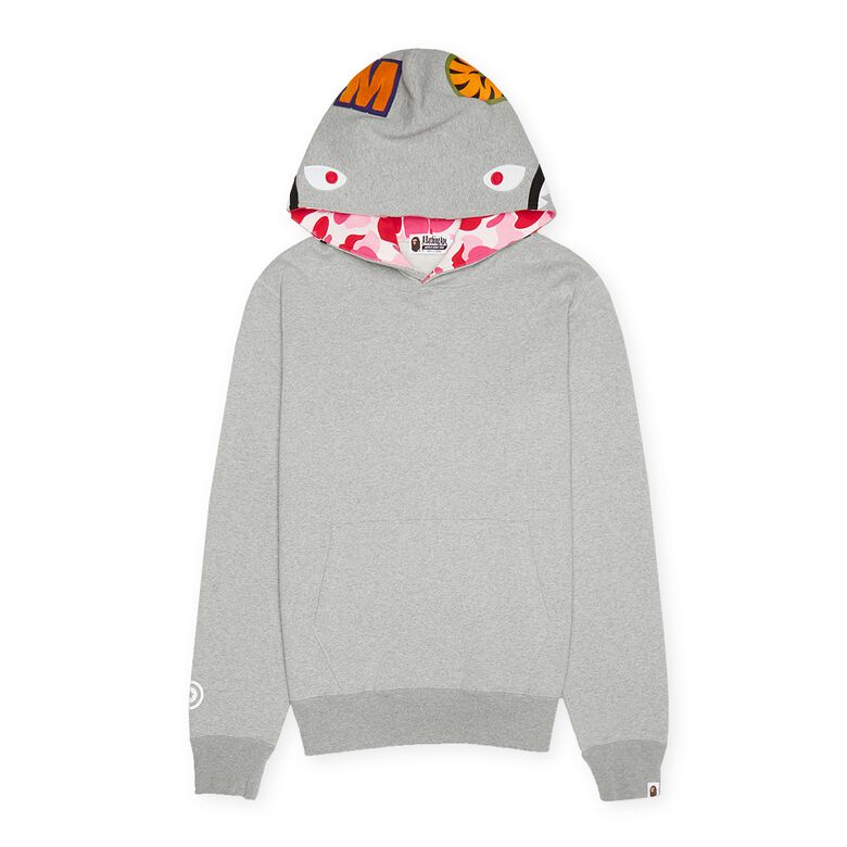 A Bathing Ape Shark Pullover Hoodie M gray