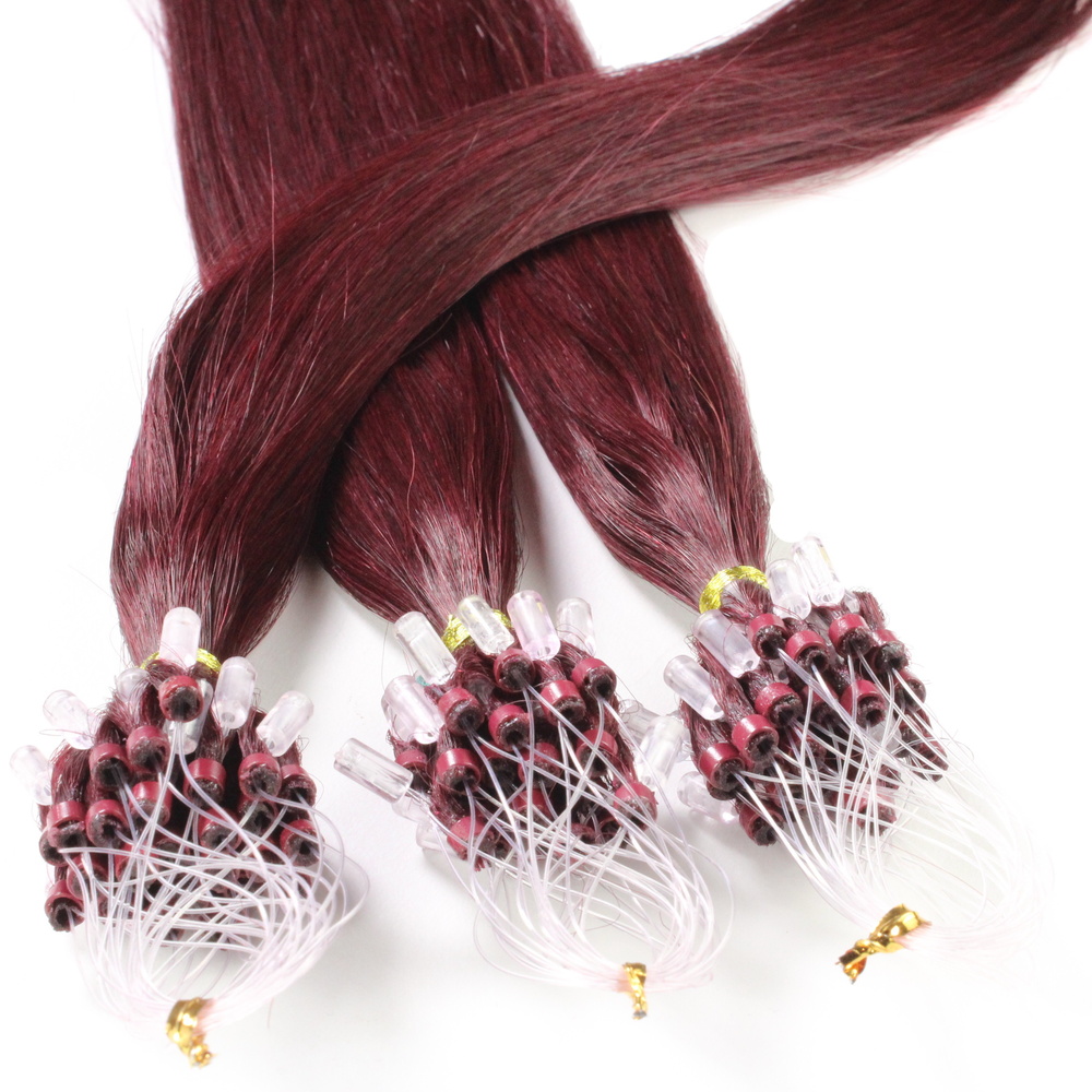 hair2heart Extensions à froid cheveux naturels #99j Bourgogne 1g extensions
