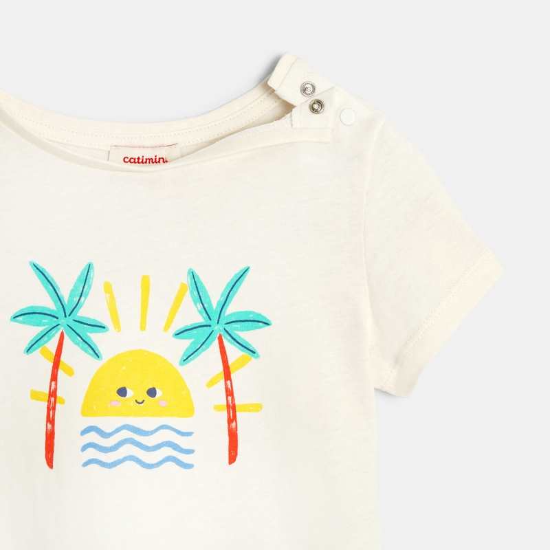 T-shirt bébé fille blanc à motifs en coton recyclé Catimini