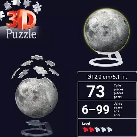 3D Puzzle Ball Der Mond - Glow-in-the-Dark