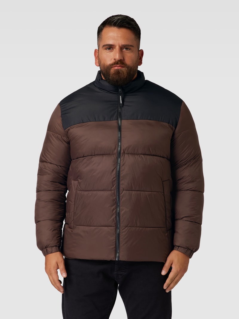 PLUS SIZE Steppjacke im Two-Tone-Design Modell 'TOBY' in dunkelbraun