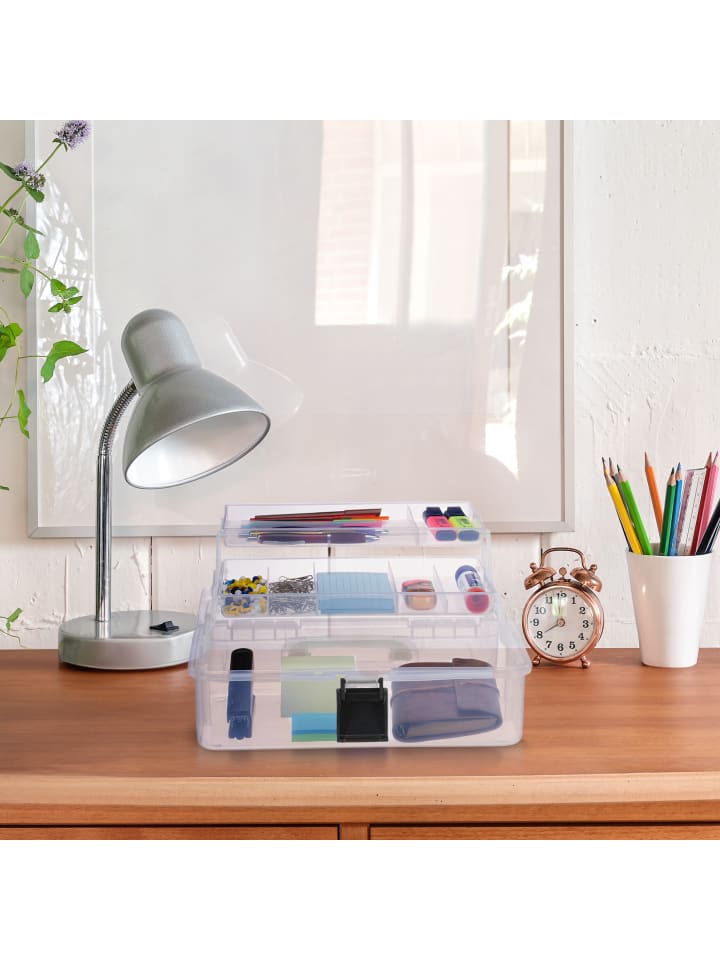 relaxdays Aufbewahrungsbox in Transparent/ Schwarz - (B)33 x (H)14,5 x(T)19 cm günstig kaufen onesize