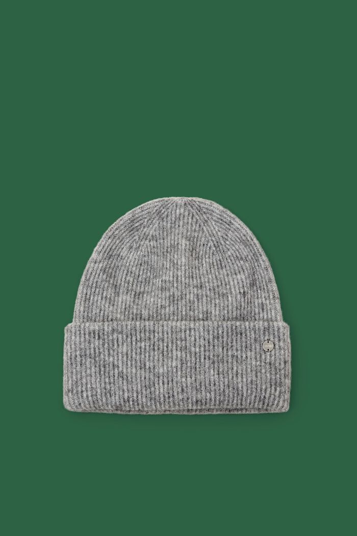Gerippte Beanie aus Mohair-Wolle-Mix