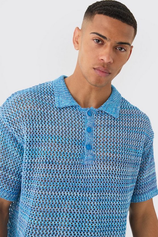 Kastiges Oversize Poloshirt mit Farbverlauf