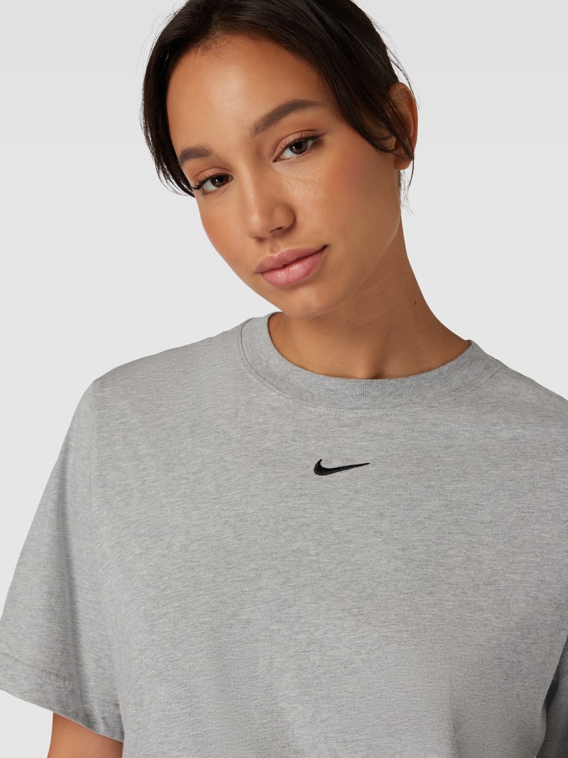 Oversized T-Shirt mit Label-Print in dunkelgrau