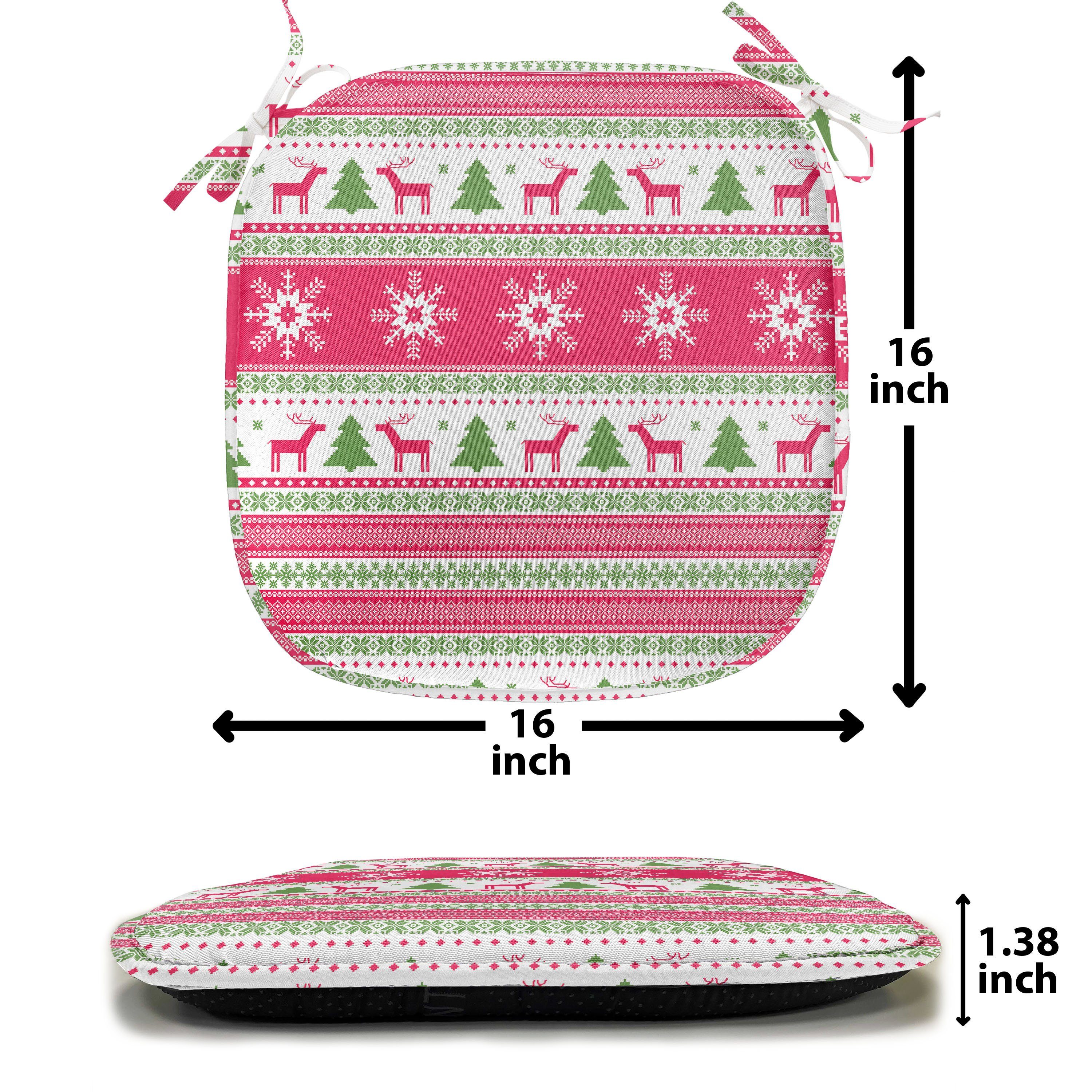 Abakuhaus Stuhlkissen Dekoratives wasserfestes Kissen mit Riemen für Küchensitze, nordisch Needlework Stil Weihnachten