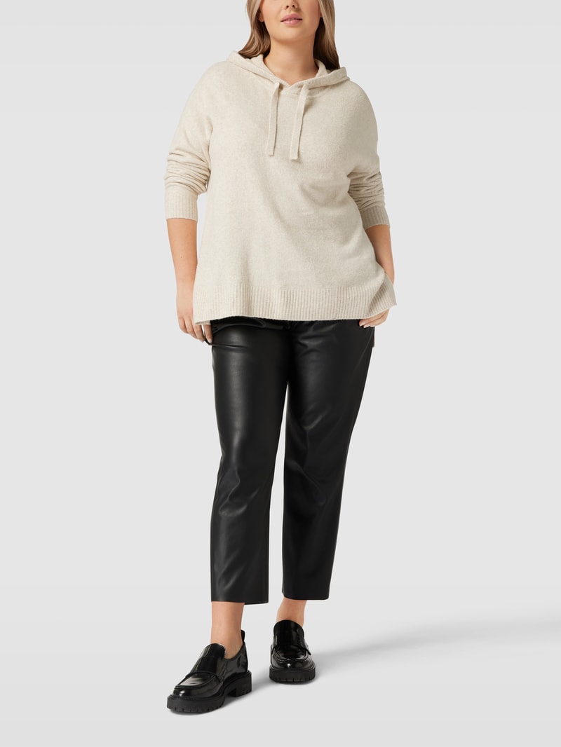 PLUS SIZE Hoodie in Strick-Optik in sand meliert