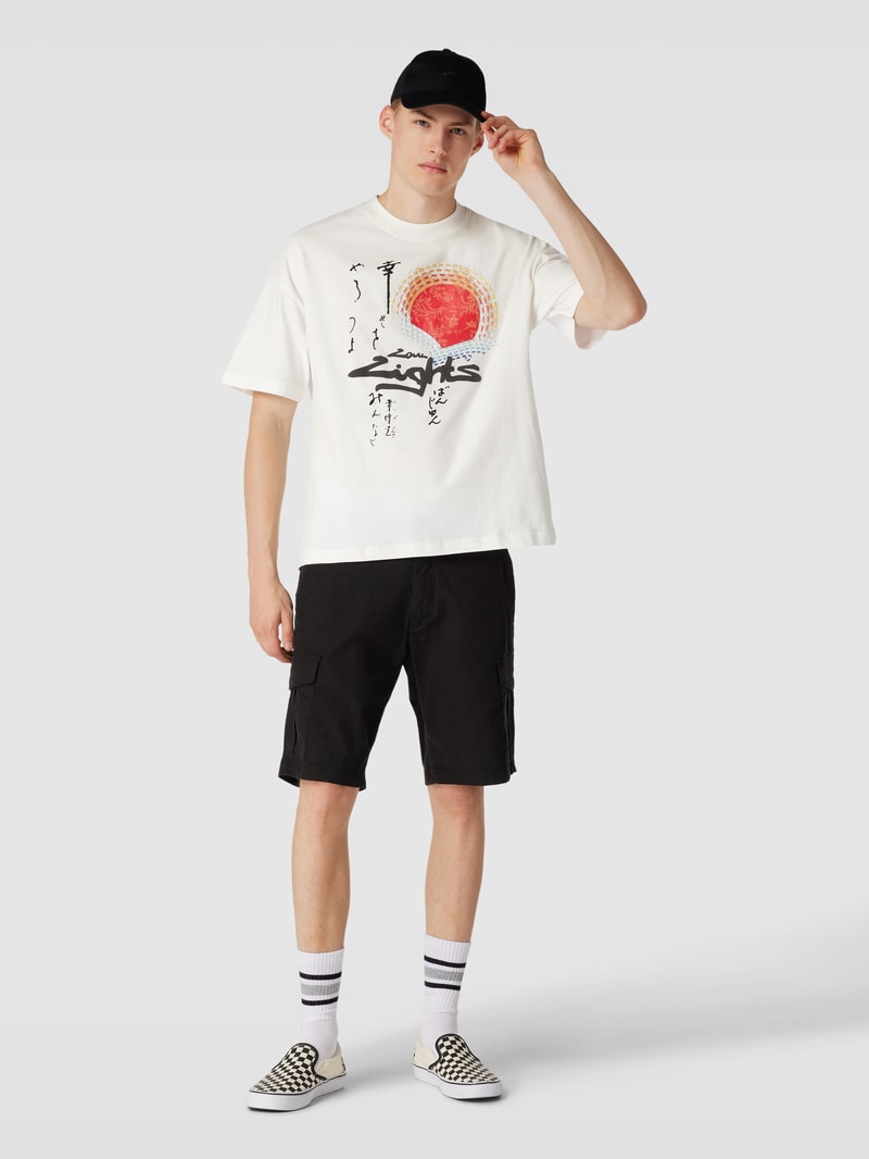Oversized T-Shirt mit Label-Print in offwhite