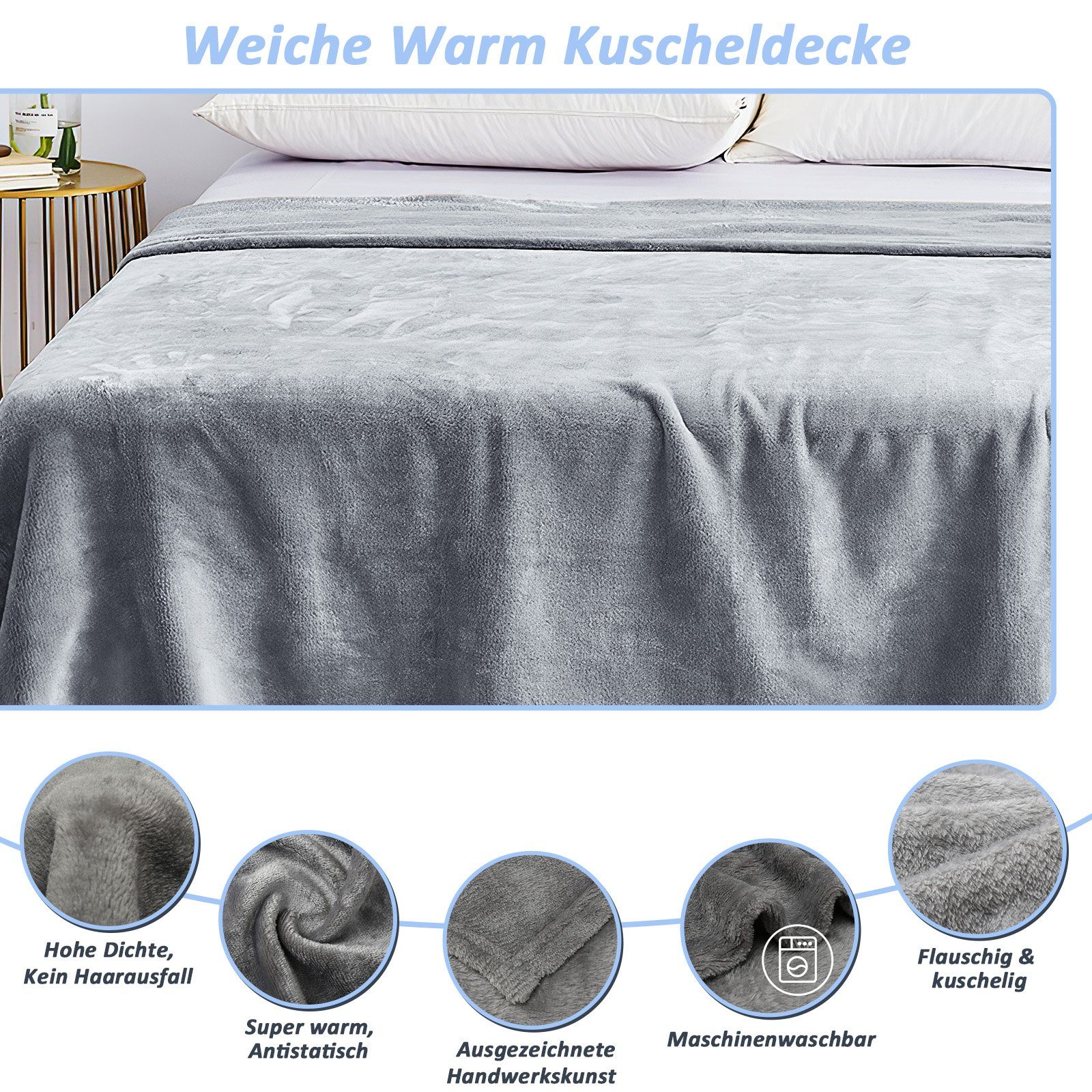 Wohndecke Kuscheldecke Wohndecke Decke Felldecke Fleecedecke Super weich, Gimisgu