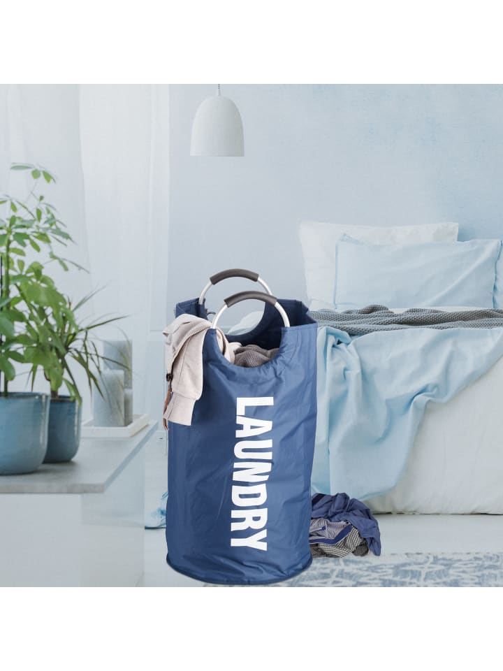 relaxdays Wäschekorb in Blau - (H)70 x Ø 38 cm günstig kaufen onesize