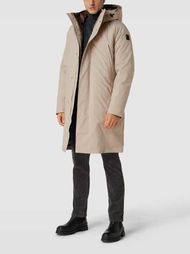 Mantel mit Label-Patch Modell 'Atech' in taupe