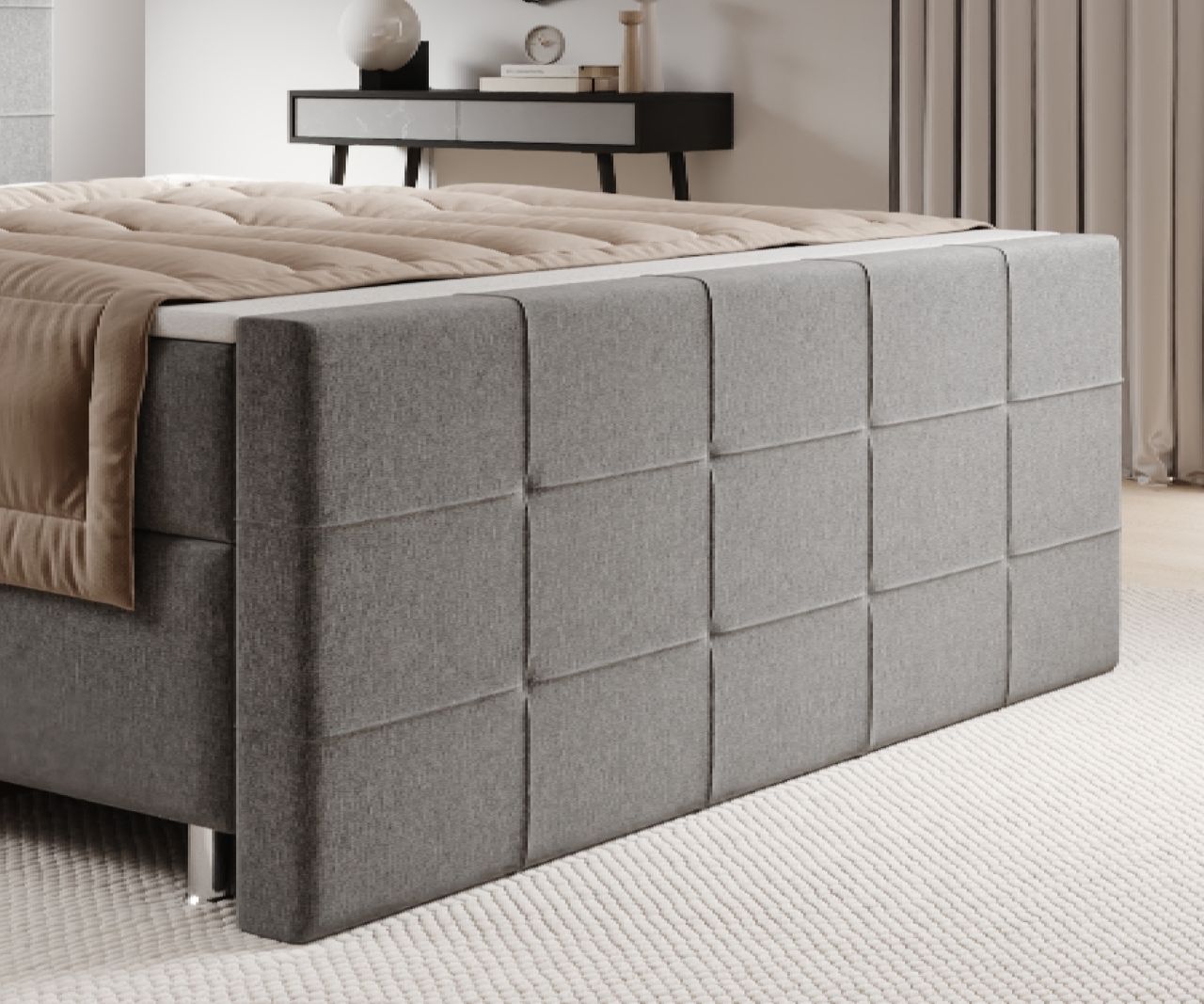 IHG IHG Boxspringbett Florenz 180x200cm Webstoff Grau