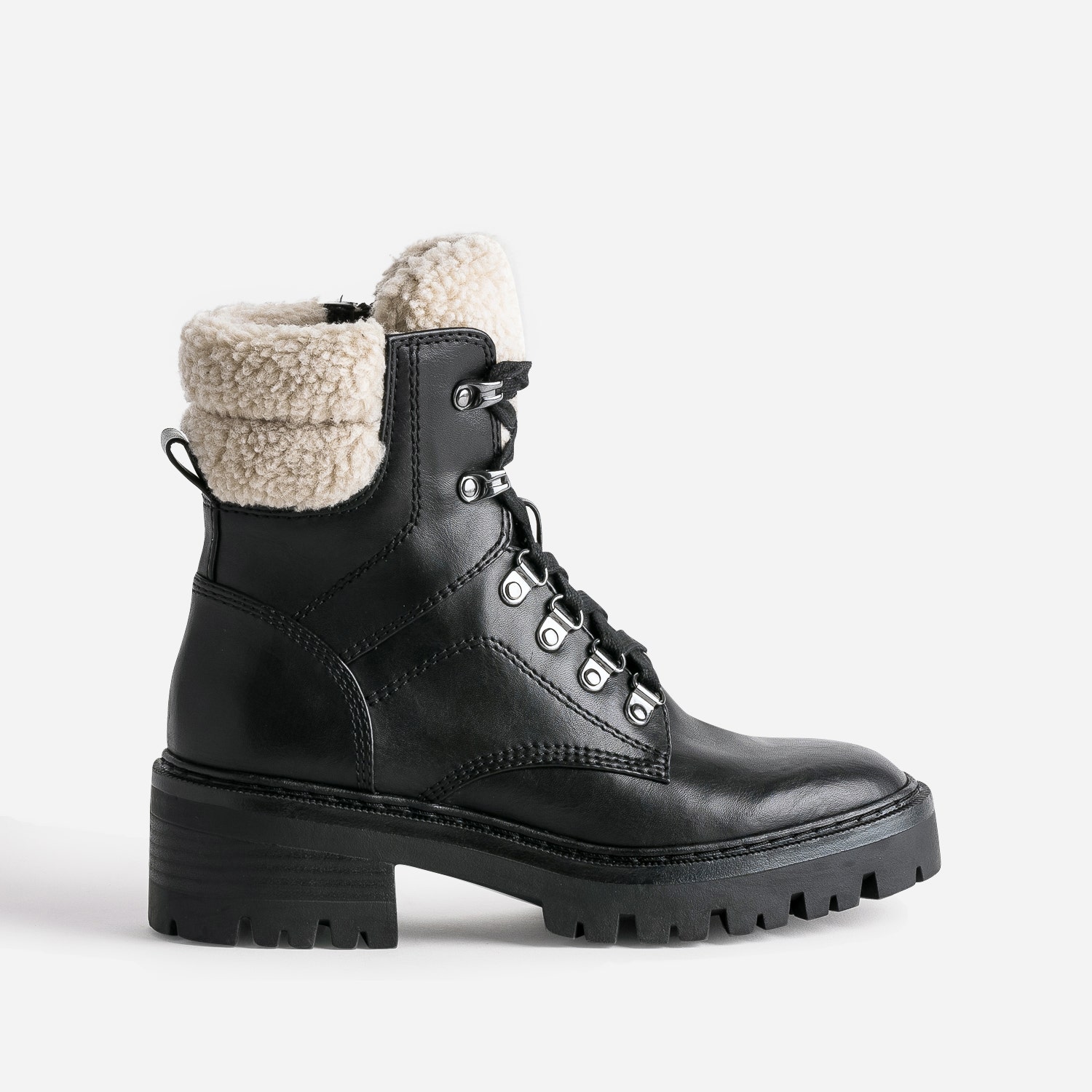 Boots à lacet TEXTO noir à col fourré