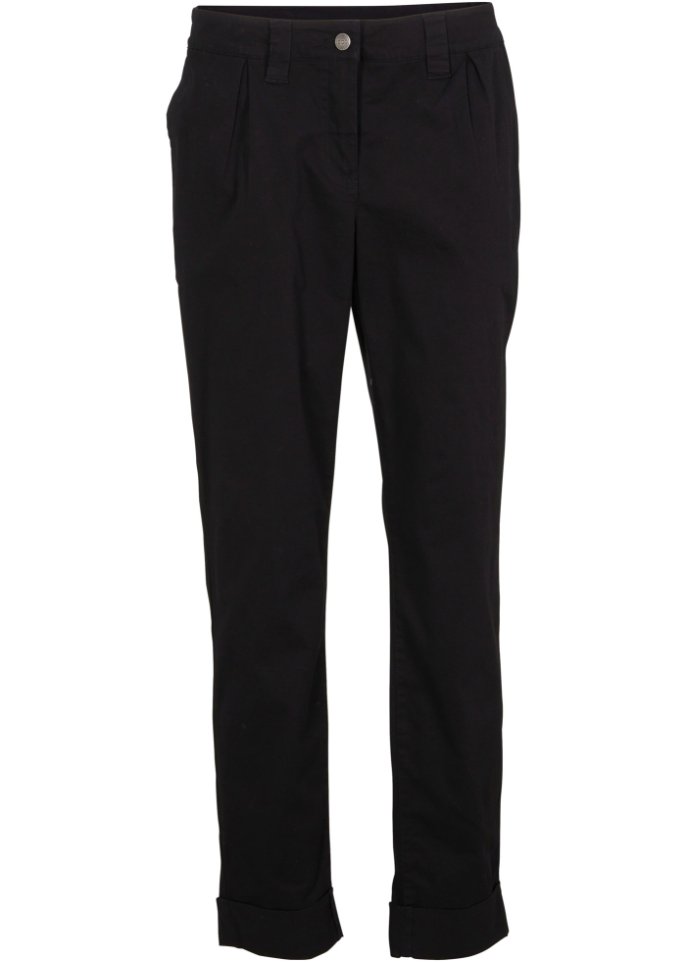 Stretch-Chino mit Bequembund und gekrempeltem Saum