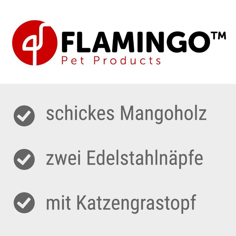 Flamingo Zwillingnapf Lela mit Katzengrasnapf