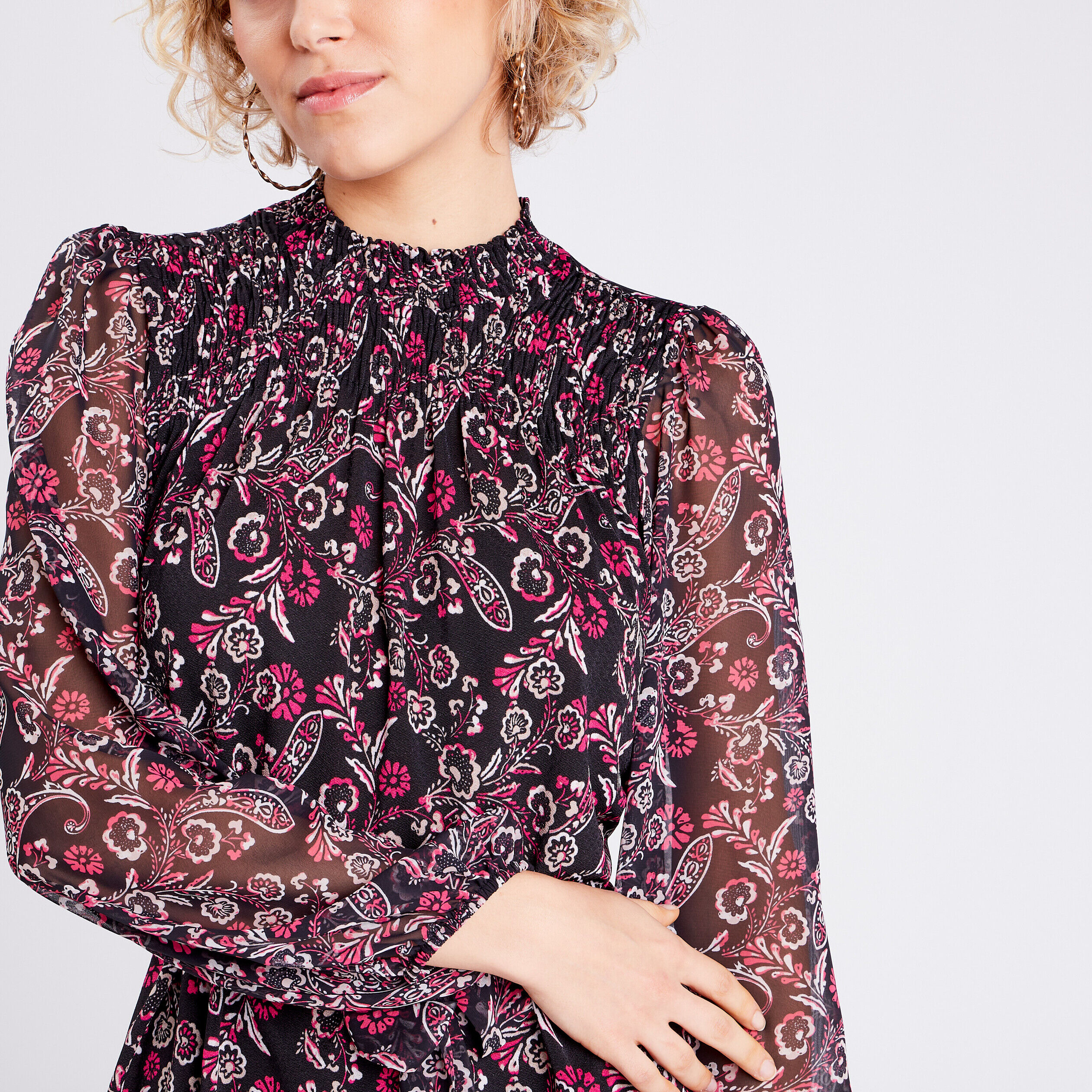 Robe droite manches 3/4 noir femme | Cache Cache