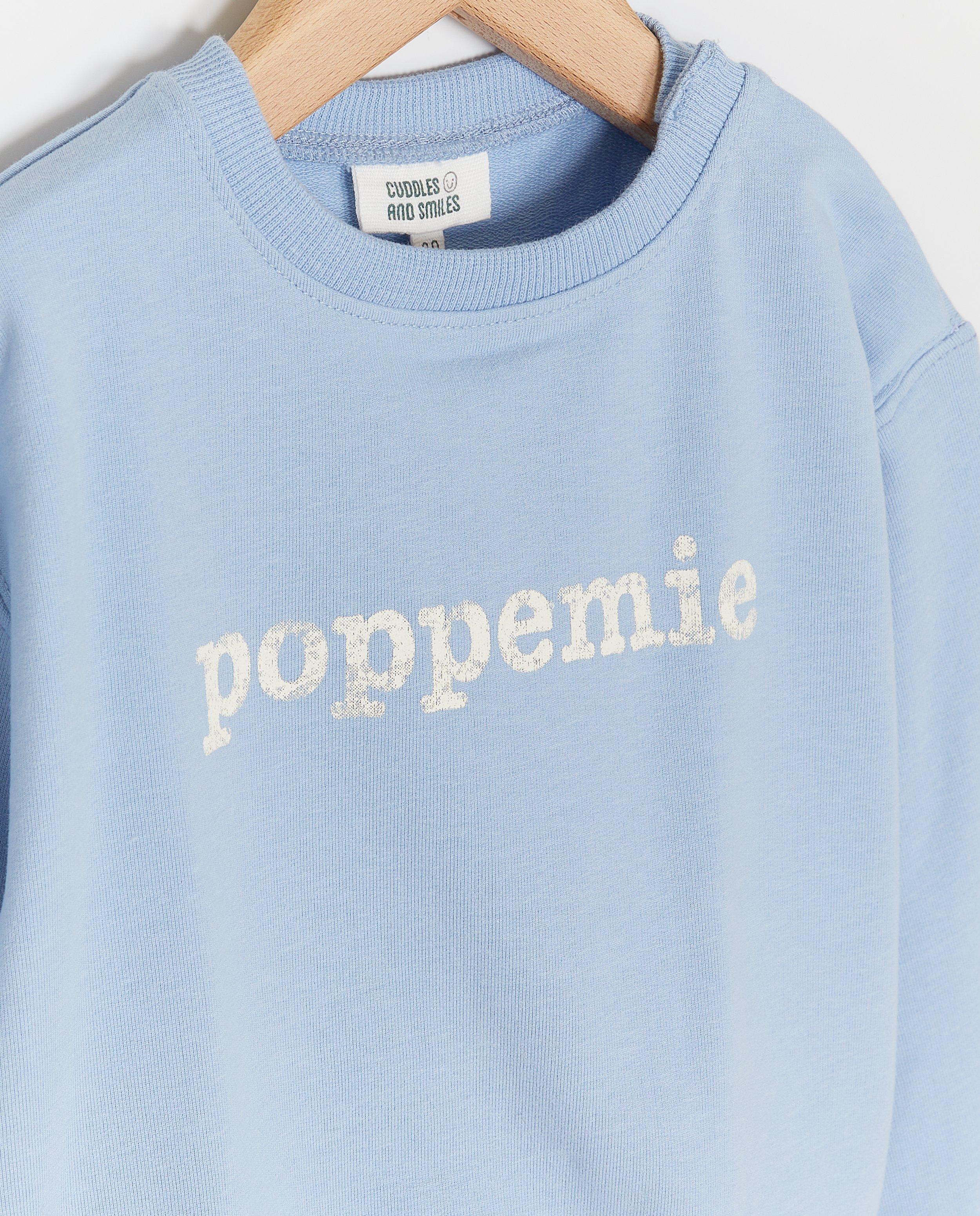 Pulover albastru Cuddles and Smiles cu imprimeu pe spate, albastru Poppemie