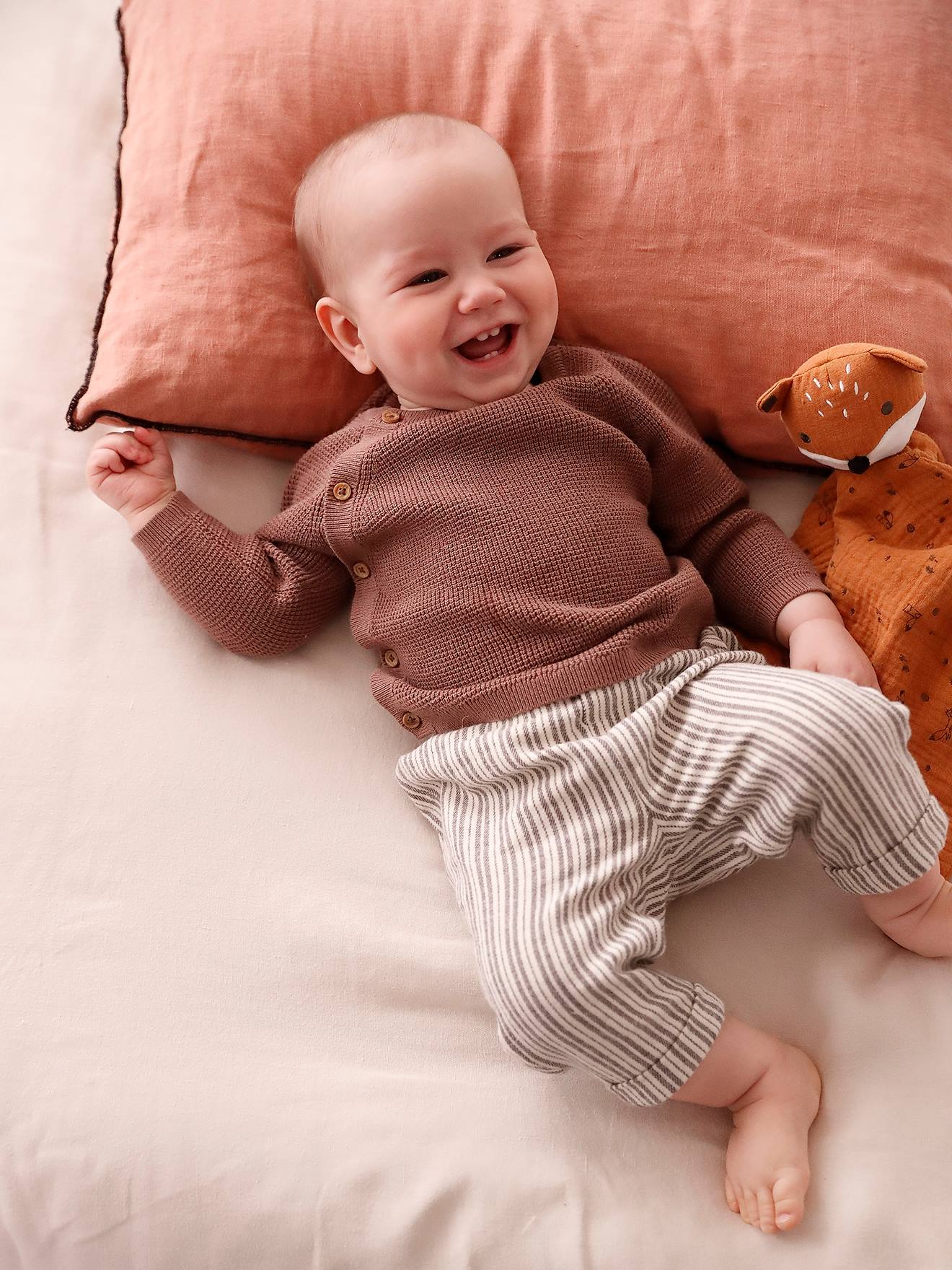 Vertbaudet Baby Strickjacke mit Öffnung vorn Oeko-Tex - mokka
