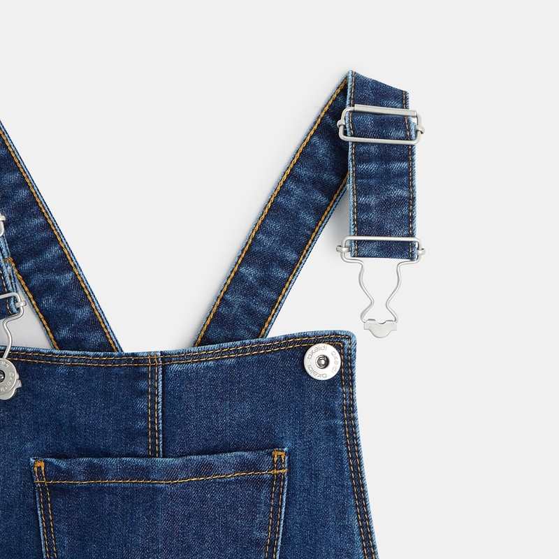 Robe-salopette en jean bleue fille