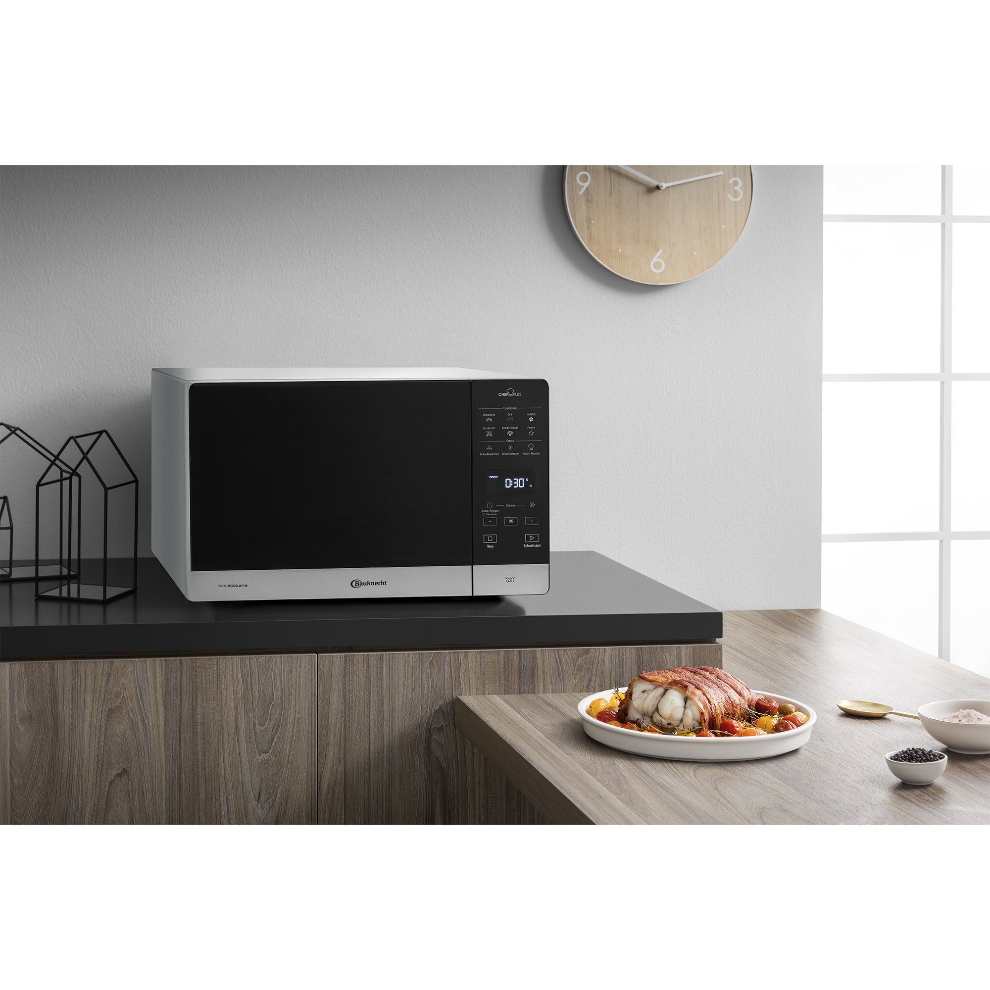 BAUKNECHT Mikrowelle MW 003 SL, Grill und Mikrowelle, 25,00 l, Schnellstart-Funktion (Rapid-Start)
