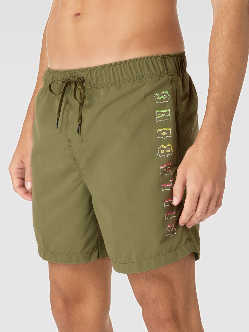 Badehose mit Label-Detail Modell 'ALL DAY HERITAGE' in khaki