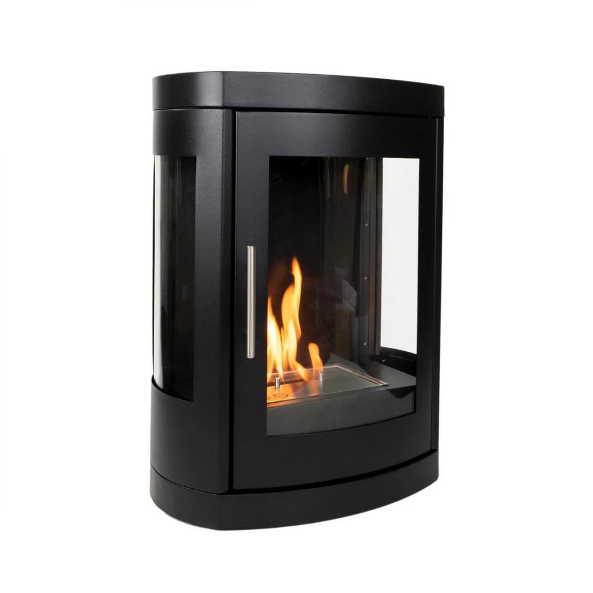 ScandiFlames Oregon Bioethanolofen, traditioneller Holzofen-Look, wandmontiert, kein Schornstein erforderlich, 2 kW.