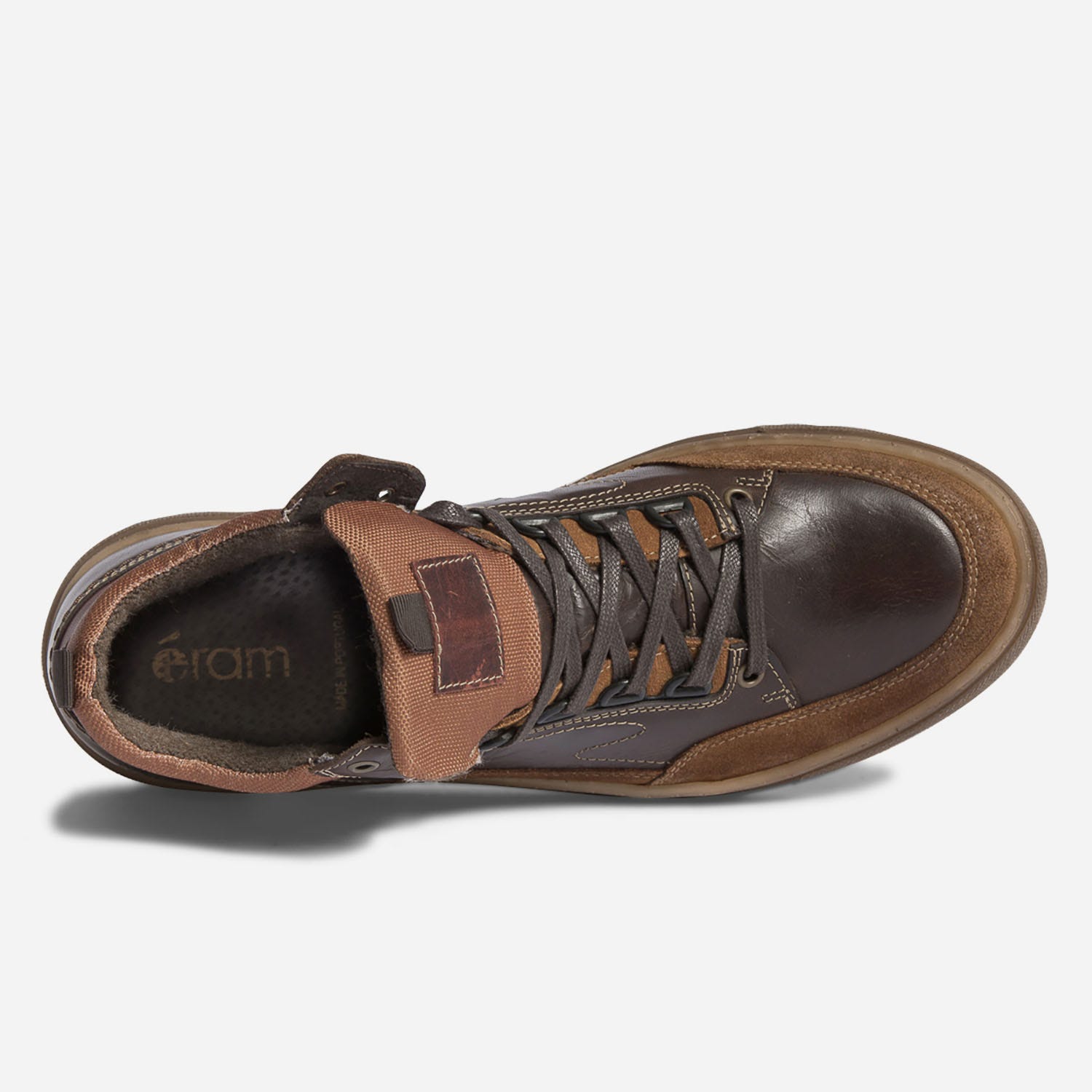 Basket marron et cognac multi matières