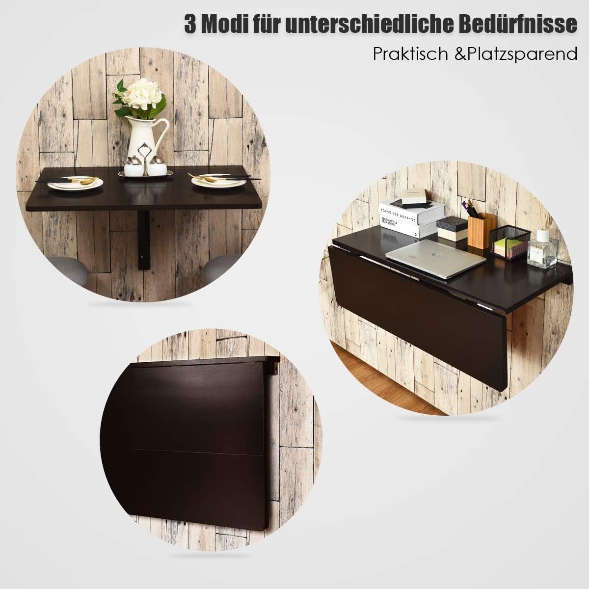 KOMFOTTEU Klapptisch Wandtisch, Hängetisch, 80 x 60 x 45 cm
