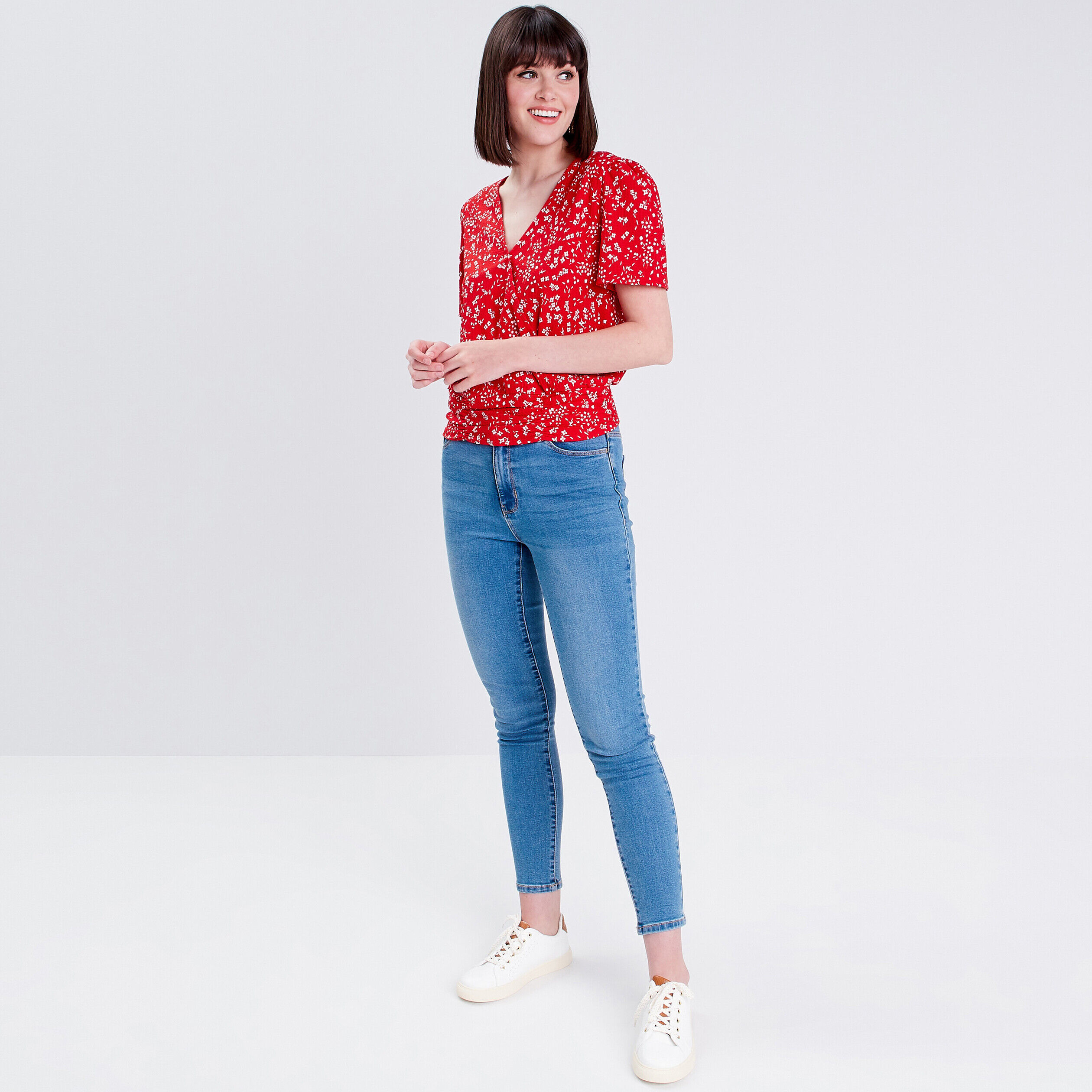 Blouse manches courtes rouge femme | Cache Cache