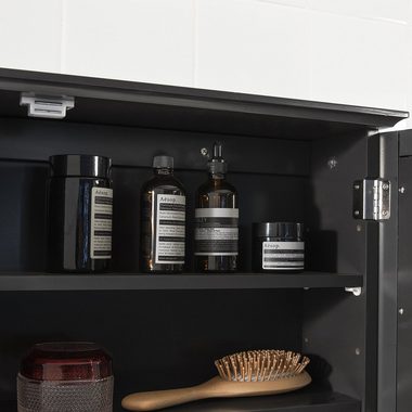 SoBuy Badezimmerspiegelschrank BZR55 mit Lamellentür Hängeschrank mit Spiegeltür Wandschrank Badschrank