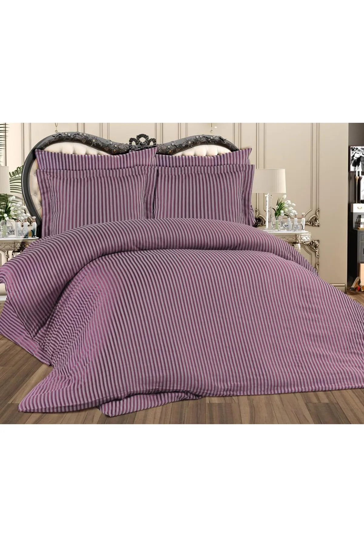 Çeyiz Diyarı  Zebra-Doppelbettbezug-Set, 6-teilig, Pflaume